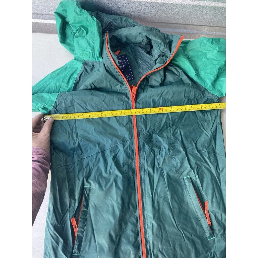 Mountain Warehouse Kids Waterproof Rain Jacket 13 Yrs Green Nylon Ripstop Coat